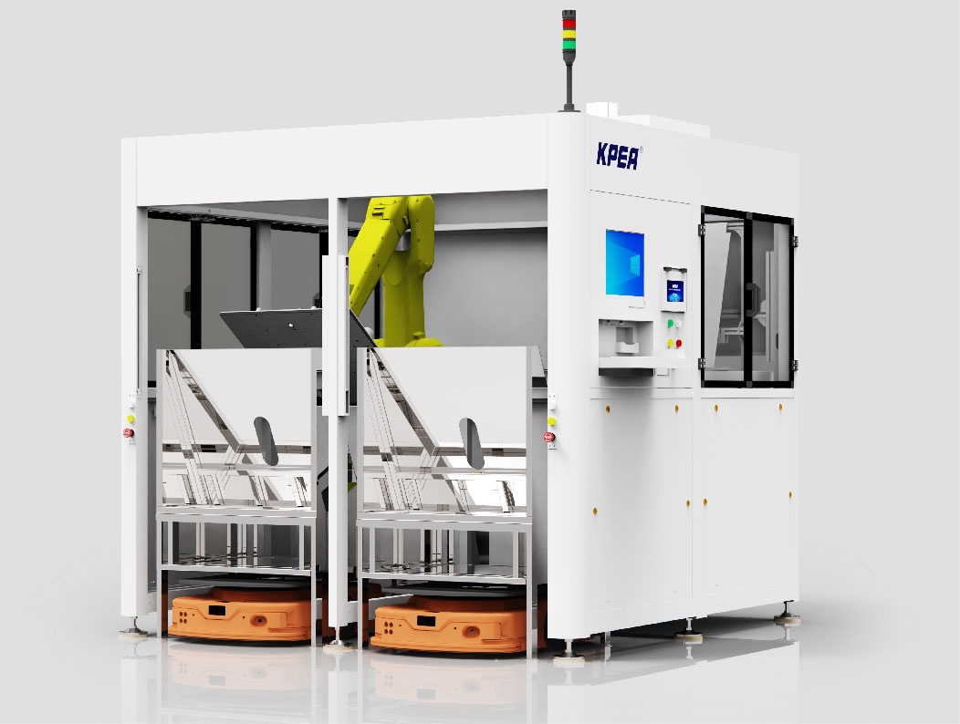 Six axis robotic arm dual station oblique vertical